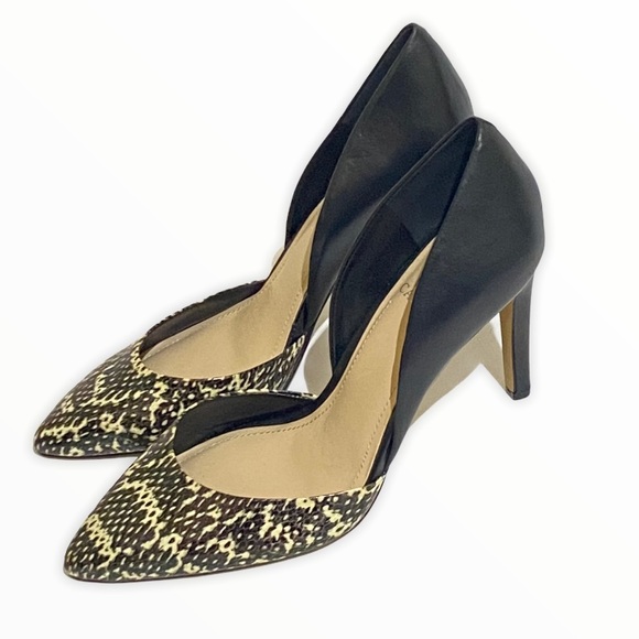 Vince Camuto Snake Print Heel Black Cream 8 Sexy - Picture 2 of 9